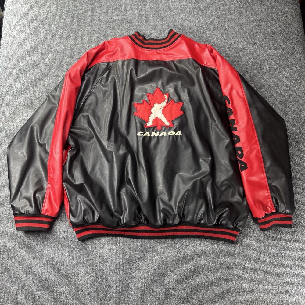 Vintage Steve And Barry’s Canada Hockey Leather Jacket Embroidered Size XXL